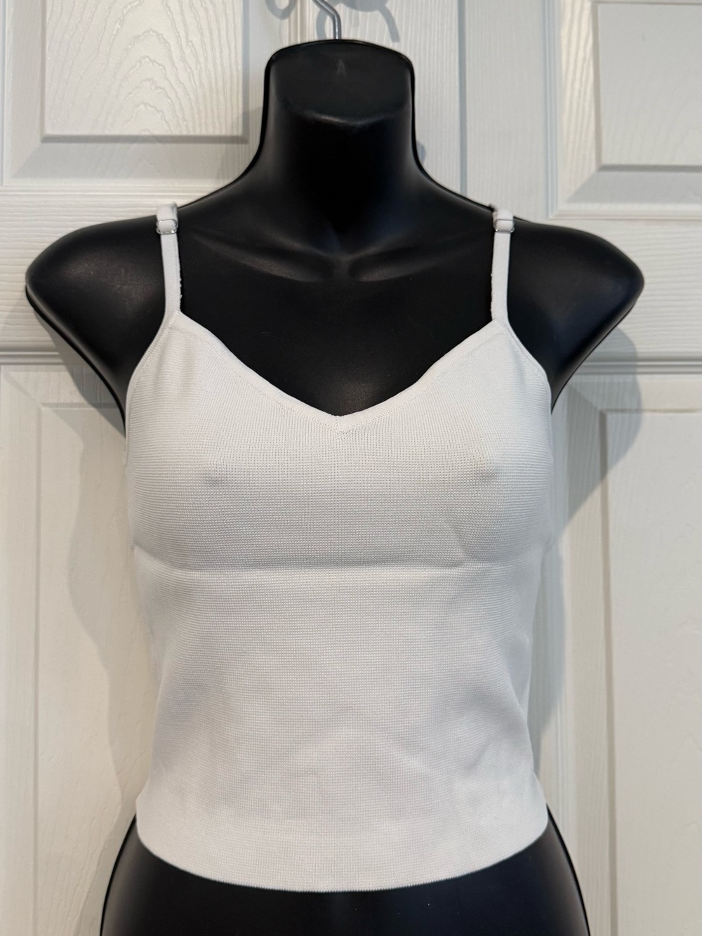 Forever 21 White Ribbed V-Neck Cami Top
